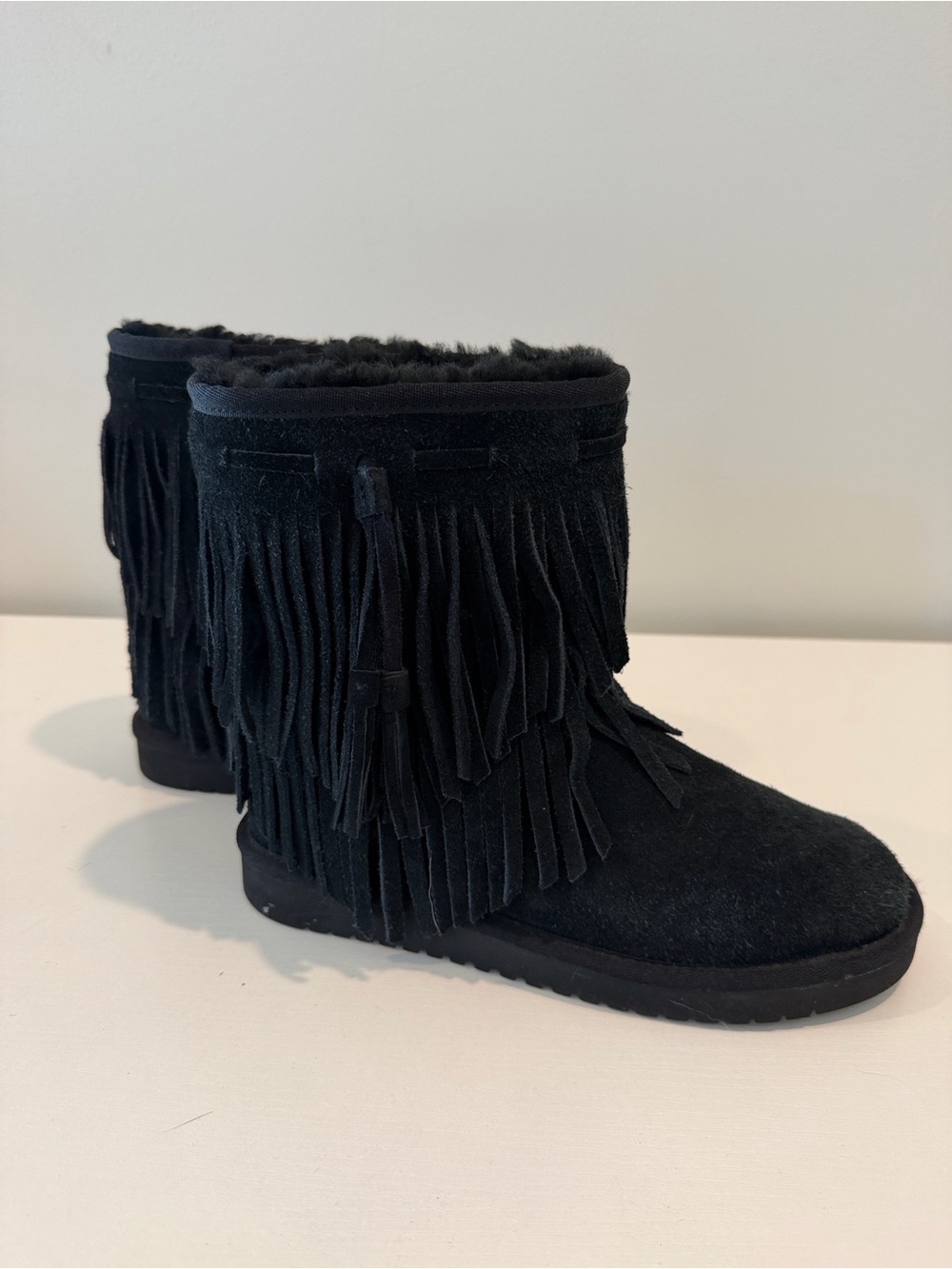 Koolaburra Black Suede Fringe Winter Boots - Picture 9 of 9